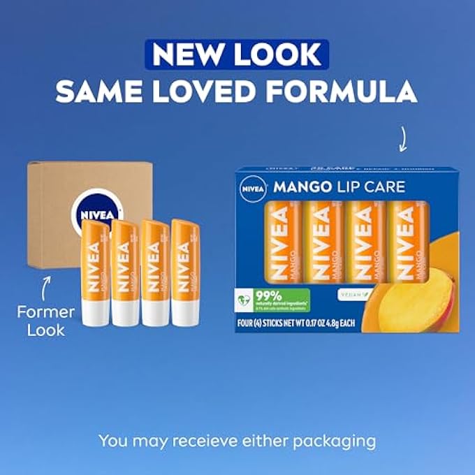 Nivea MANGO LIP CARE, 0.17 OZ, PACK OF 4 - Image 2